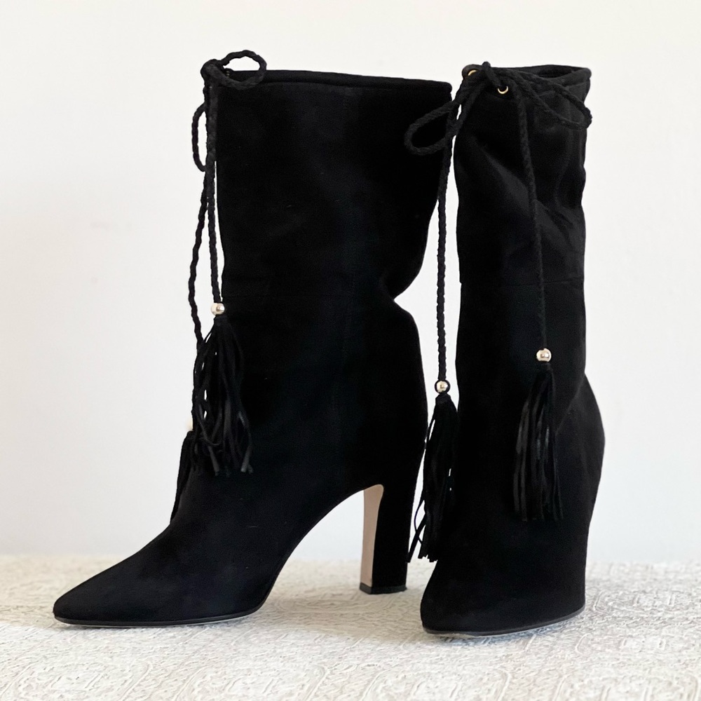 Tamara Mellon Black Suede Slouchy Boots Size 41 US Size 10